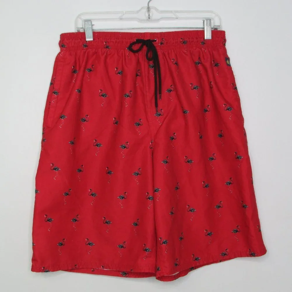 Rugby University Red Flamingo Swim Trunks Shorts